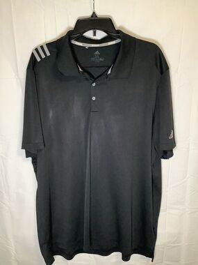 adidas Black Men's Performance Polo with Shoulder Stripes 2XL